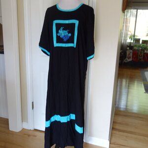 NWT $79 THE COLLECTION by Bali Batiks Black Turquoise Maxi Dress – 1X